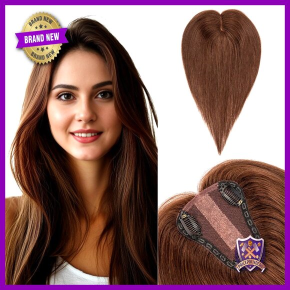 Human Hair Topper Silk Base Clip-In Extensions Lightweight Natural Look